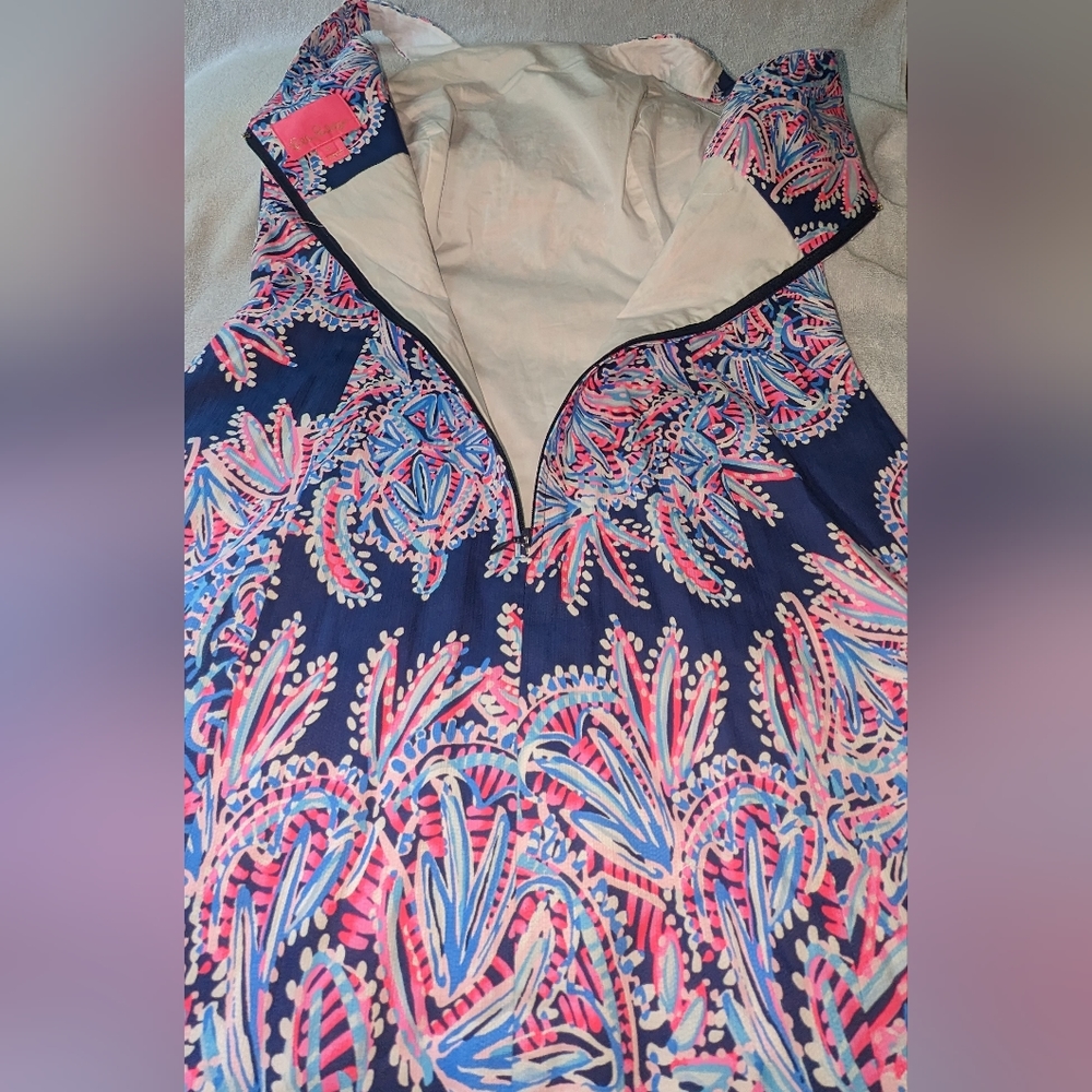 Lilly Pulitzer Makayla printed lace shift dress in oyter bay blue print. Size 6 - Picture 11 of 13